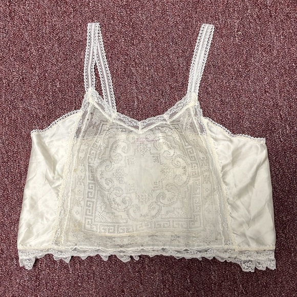 Vintage Lingere Camisole White Lace Elegant Unique Summer Top Size L - Picture 1 of 11